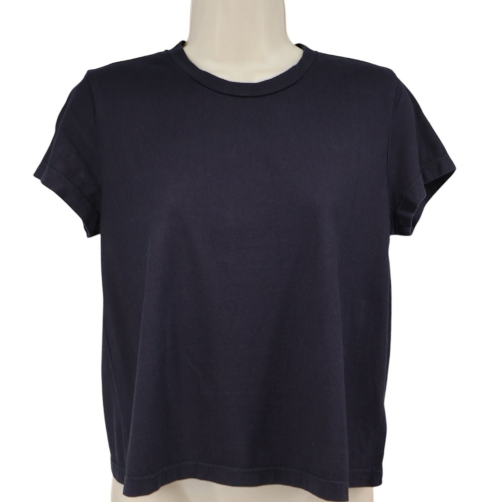 AG Adriano Goldschmied Black Boxy Crew Tee S Clean Girl Quiet Luxury Sample NWT